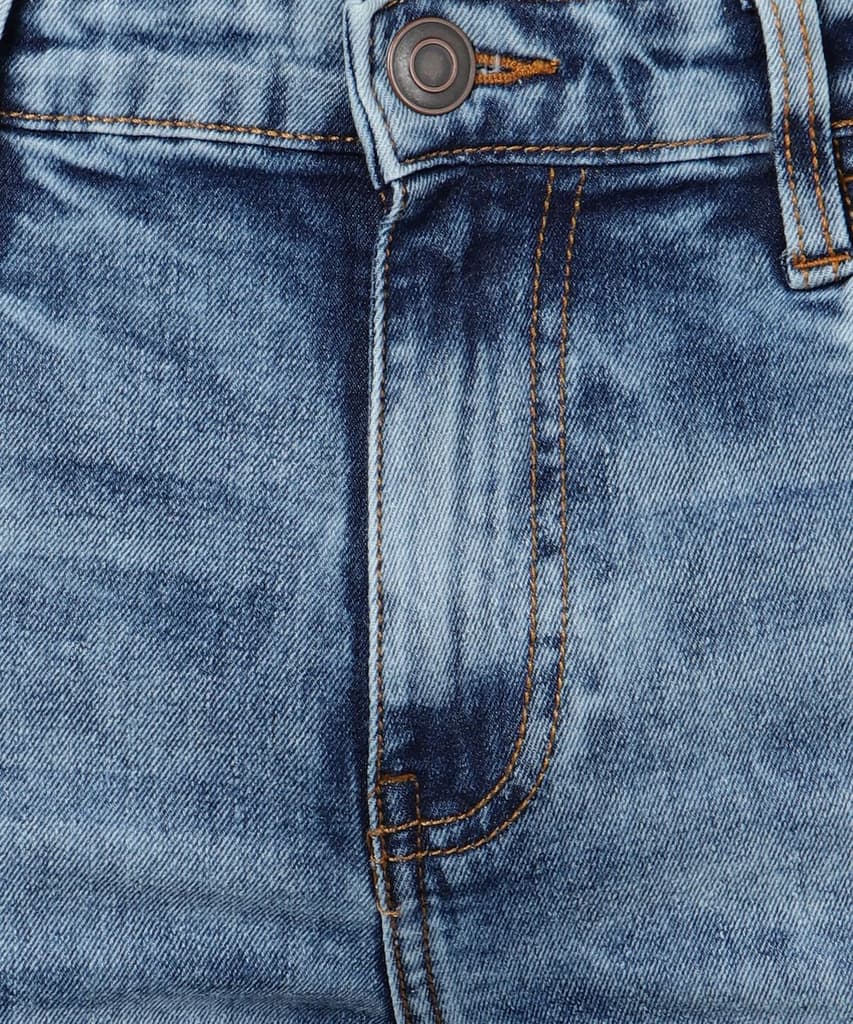 Men's Light Blue Skinny Fit Washed Jeans Stretchable — photo 6