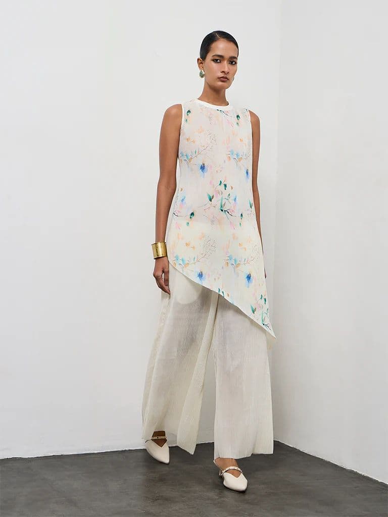 Vark Off-White Floral Printed Ethnic Set — photo 2
