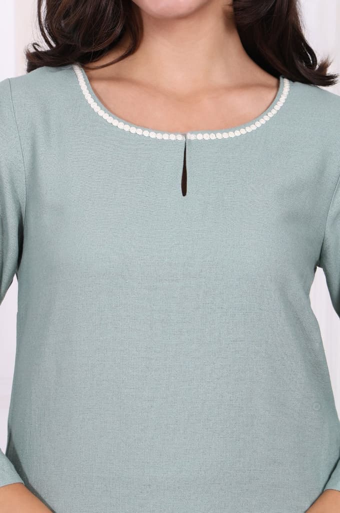 Light Green Embroidered Rayon Straight Kurta and Straight Pants Co-ord Set — photo 3