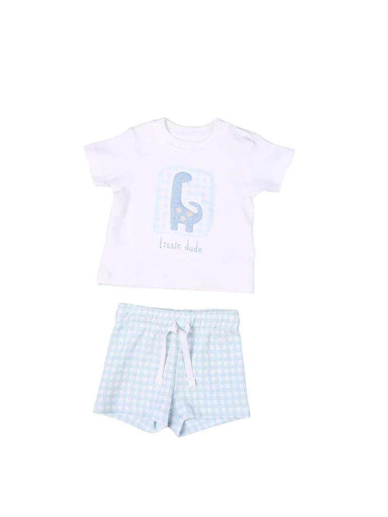 HOP Baby Boys White Printed Cotton T-Shirt and Shorts Set — photo 2