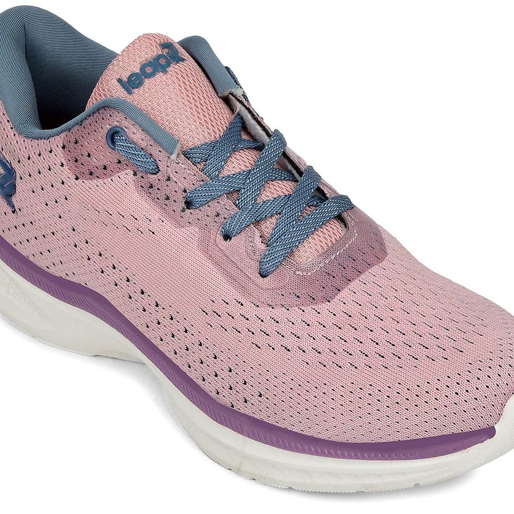 Leap7x Peach Sports Lacing Running Shoes For Women GHD-10 By Liberty — photo 4