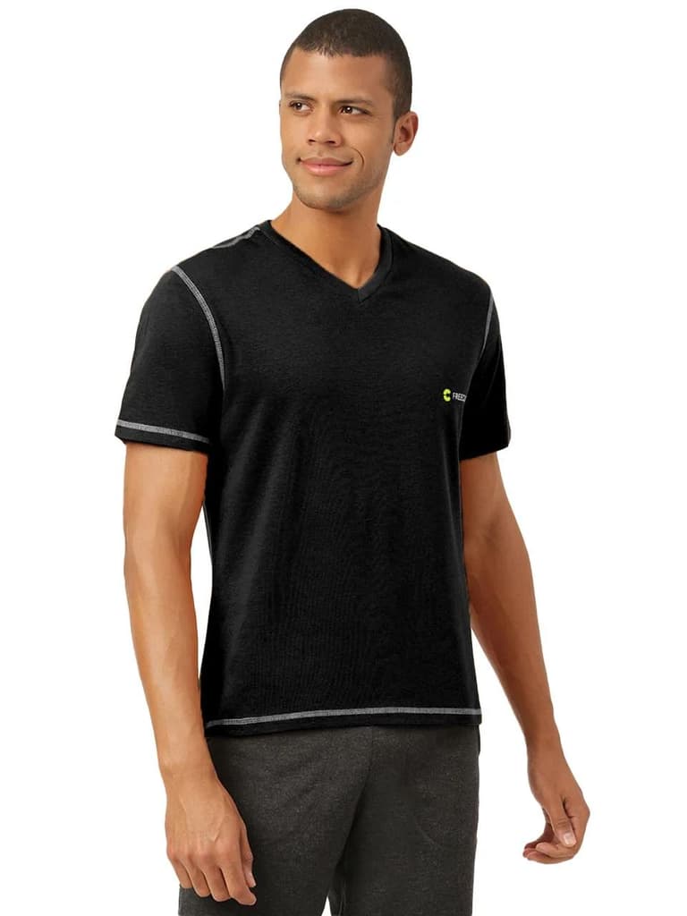 Men's Organic Bamboo Casual Tees - V-Neck (Pack Of 1) — Black / S / Men