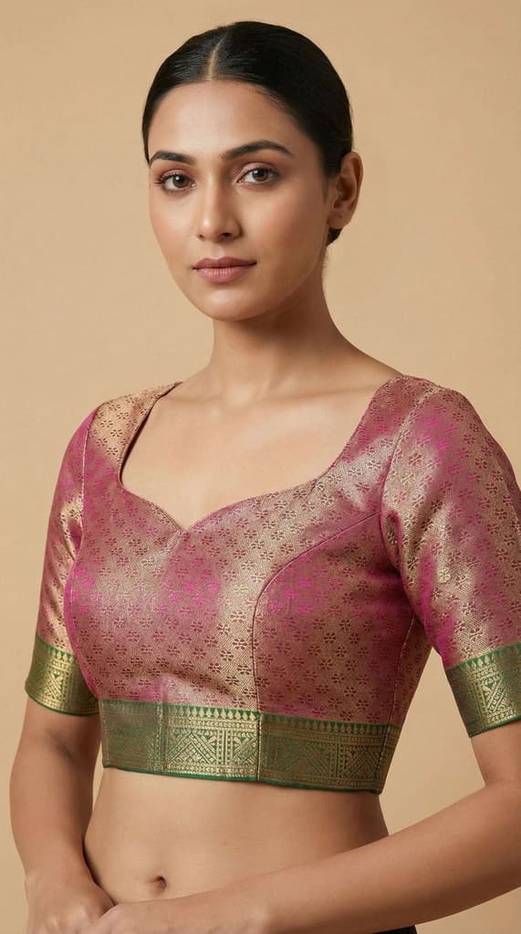 MIMOSA Women's Woven Design Kanjivaram Style Art Silk Saree with Blouse Piece - Magenta (SA00002804MJFREE) — photo 5