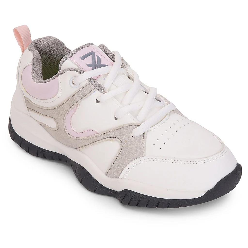 Leap7x Light Grey Sports Lacing Running Shoes For Kids CANON-2E By Liberty
