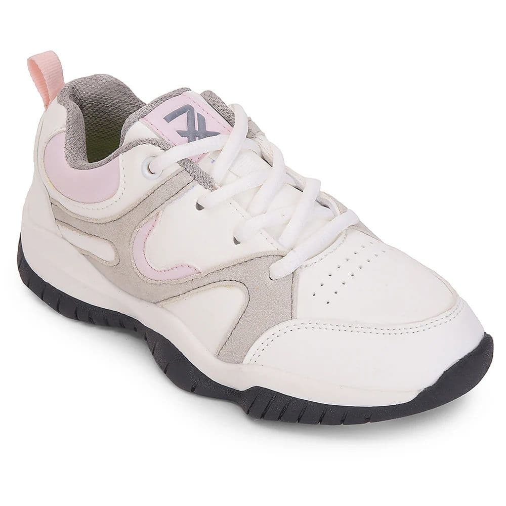 Leap7x Light Grey Sports Lacing Running Shoes For Kids CANON-2E By Liberty — 9C/27 / Light Grey