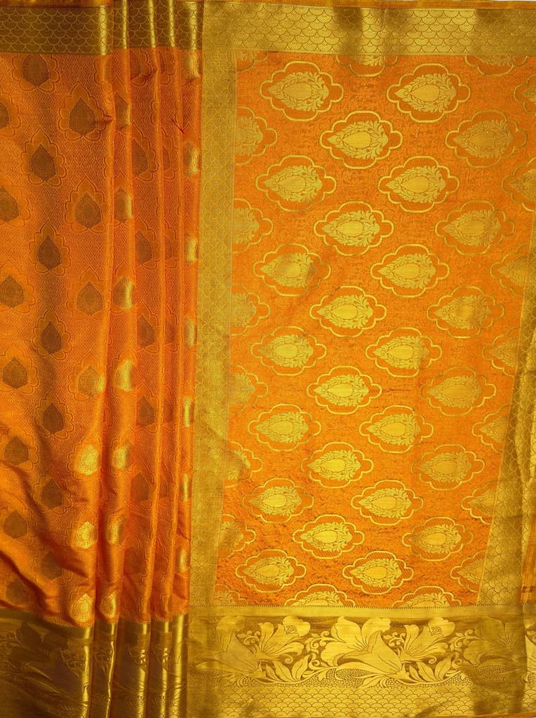 MIMOSA Women's Woven Design Kanjivaram Style Art Silk Saree with Blouse Piece - Gold ( SA00003143GDFREE ) — photo 7