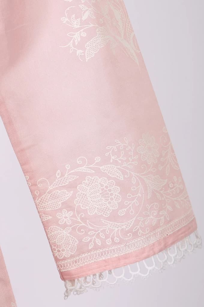 Pink Embroidered Floral Printed Chanderi Straight Kurta with Straight Pants Set — photo 8