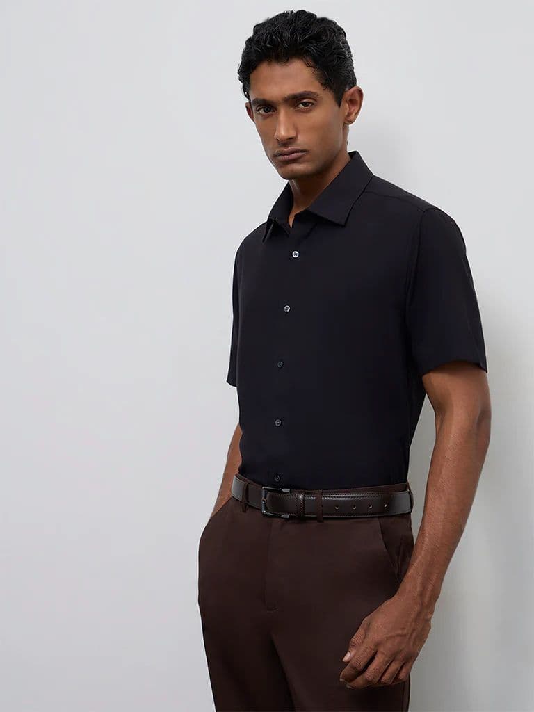 WES Formals Black Slim-Fit Shirt — photo 2
