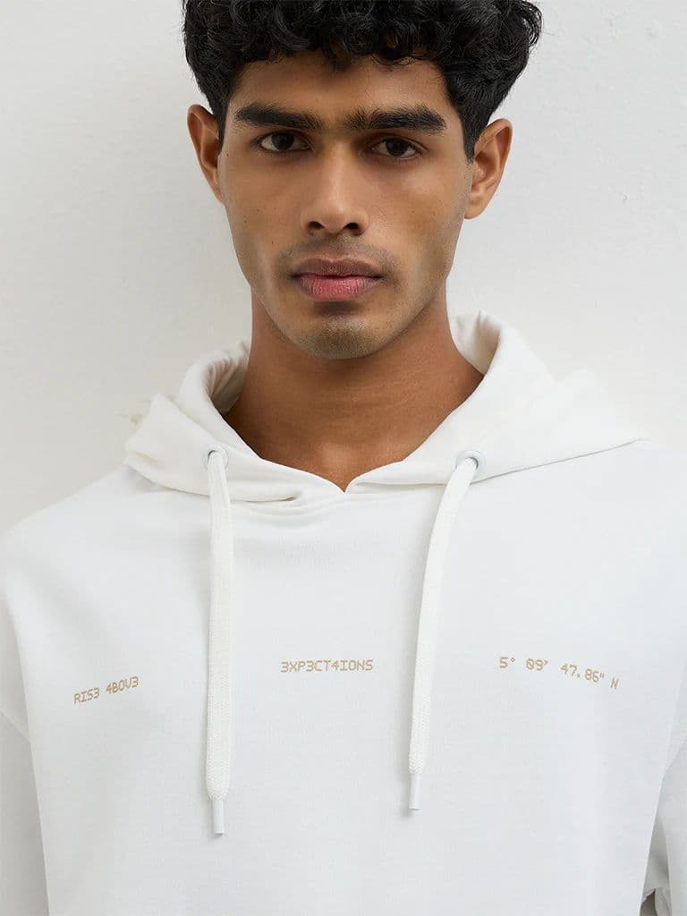Nuoflexx Off-White Relaxed-Fit Cotton-Blend Hoodie — photo 3