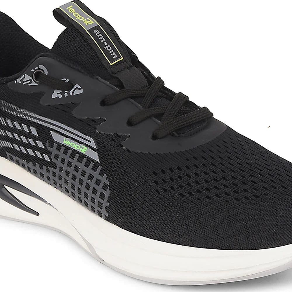 Leap7x Black Sports Lacing Running Shoes For Men KAPSTER-1 By Liberty — photo 5