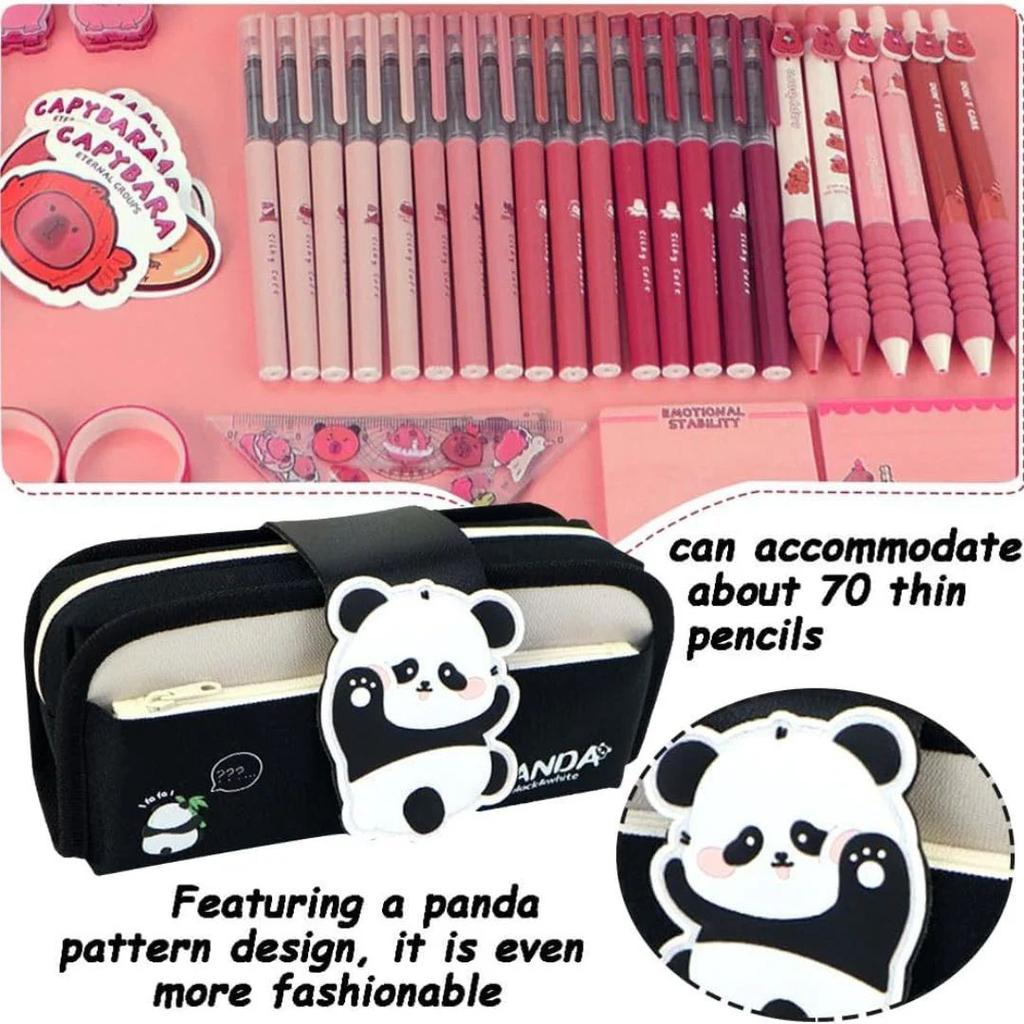 Cute Panda Double-Zip Pencil Case – Large Capacity, Multi-Compartment Stationery Pouch — photo 4