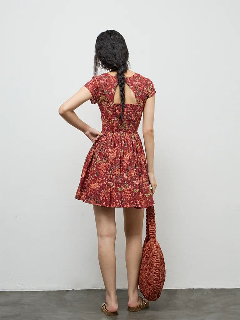 Bombay Paisley Rust Printed Cotton A-Line Dress — photo 4