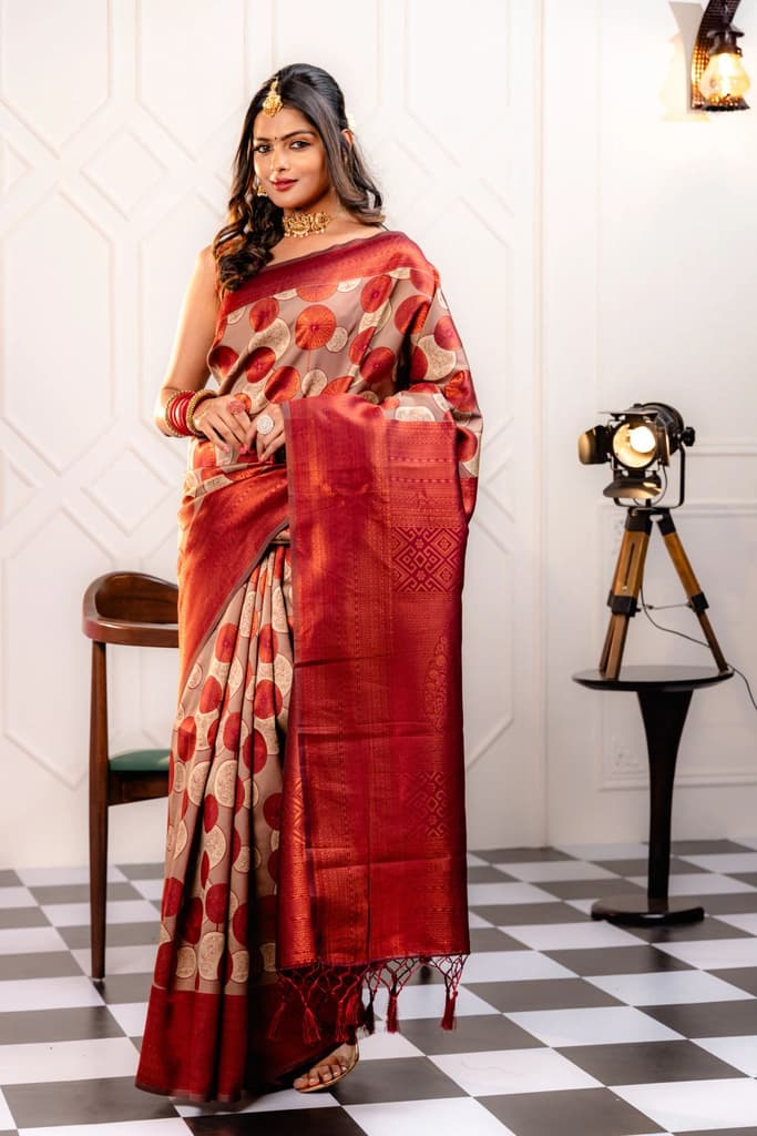 Mimosa Women's Woven Design Kanjivaram Style Art Silk Saree With Blouse Piece : SA00001789MRFREE — photo 2