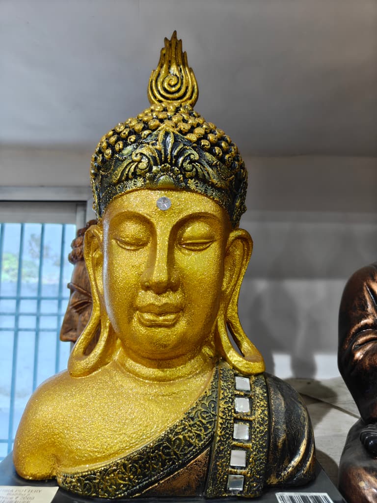 Gold Buddha Head Statue | Decorative | Gold | Buddhist
