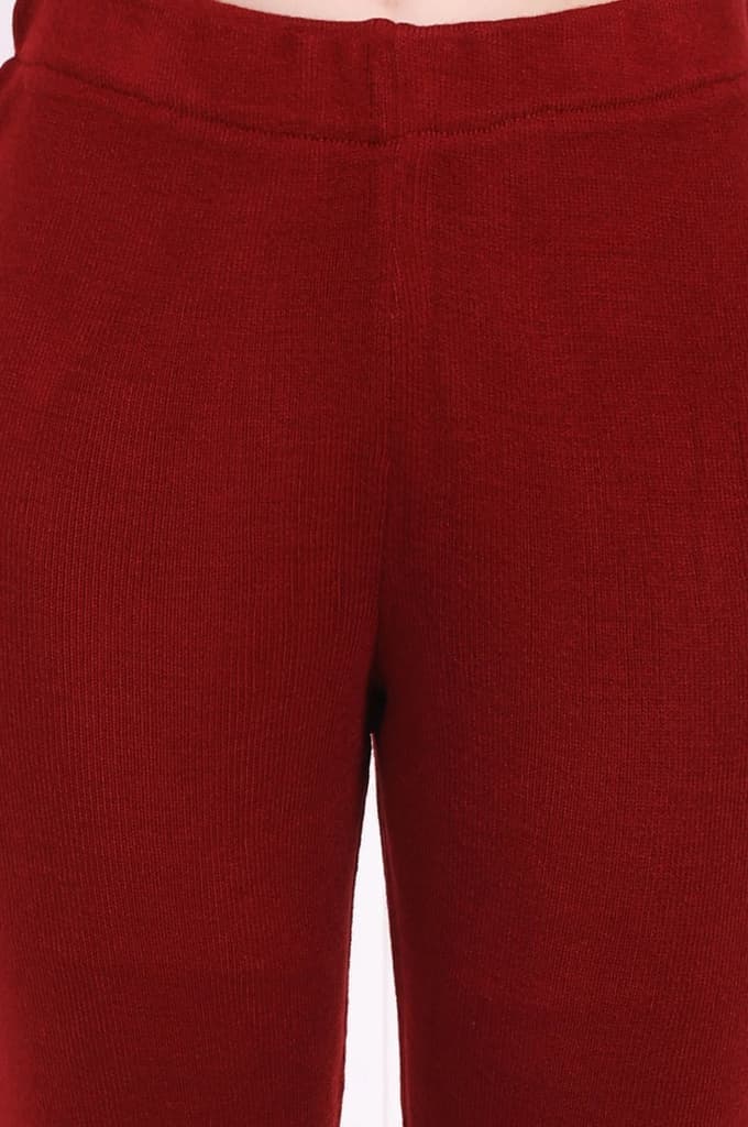 Red Solid Acrylic Legging for Winter — photo 6