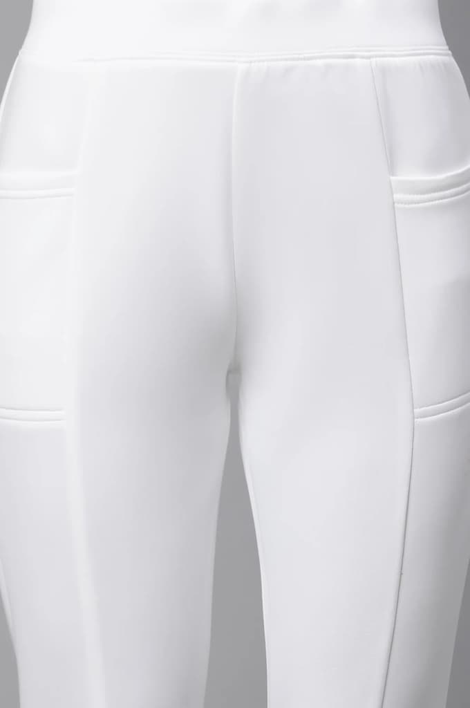 White Solid Skinny Fit Tights With Side Pockets — photo 6