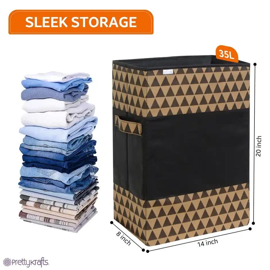 PrettyKrafts Slim Laundry Basket | Organizer with Wheels for Clothes & Storage | Beige - 35 L — photo 3