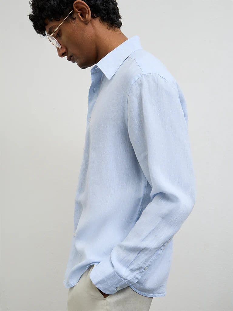 Ascot Light Blue Relaxed-Fit Linen Shirt — photo 3