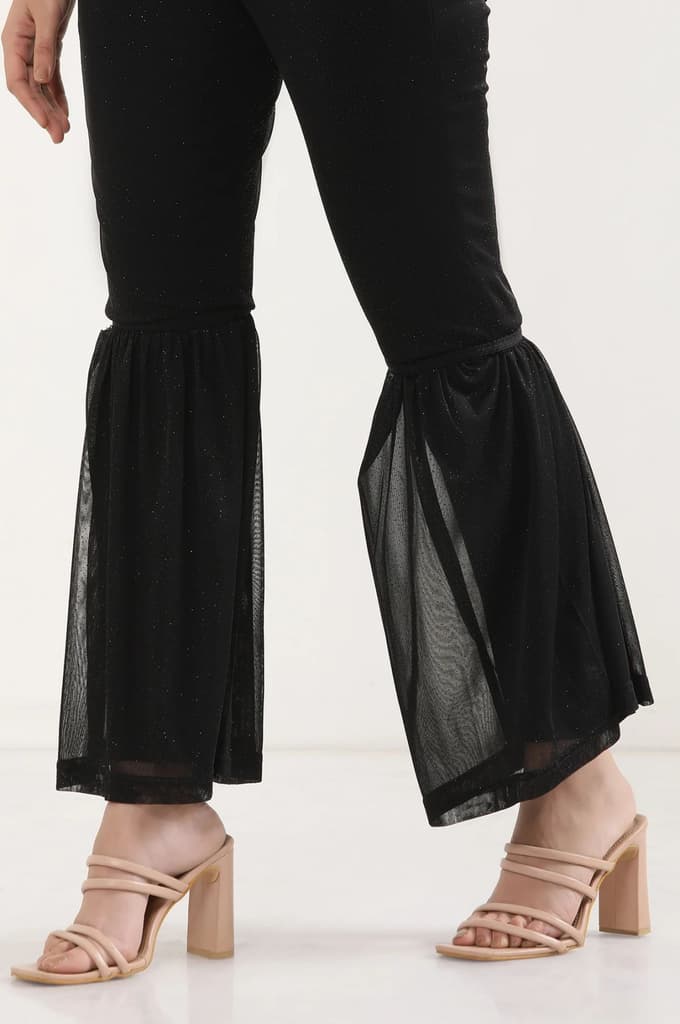 Black Printed Flared Sharara With Elasticated Waist — photo 8