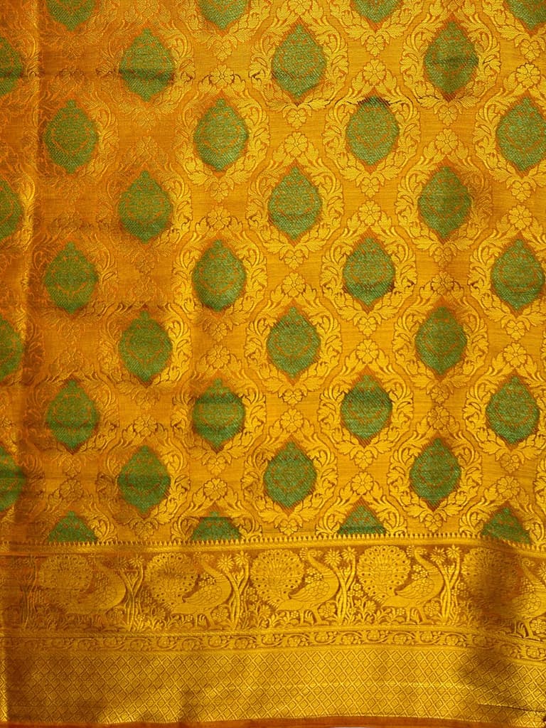 MIMOSA Women's Woven Design Kanjivaram Style Art Silk Saree with Blouse Piece - Mustard ( SA00003145MSFREE ) — photo 6
