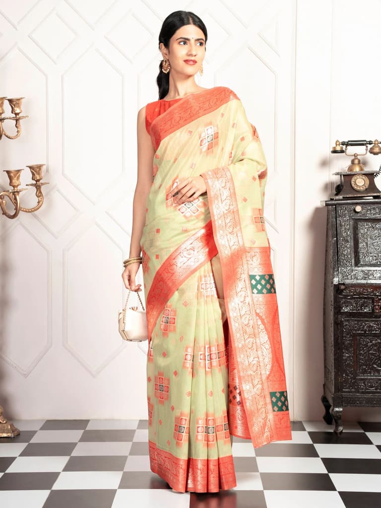 Mimosa Women's Woven Design Kanjivaram Style Art Silk Saree With Blouse Piece : SA00002072PSFREE — photo 5