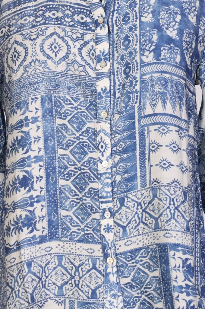 Blue Geometric Printed Straight Shirt — photo 7