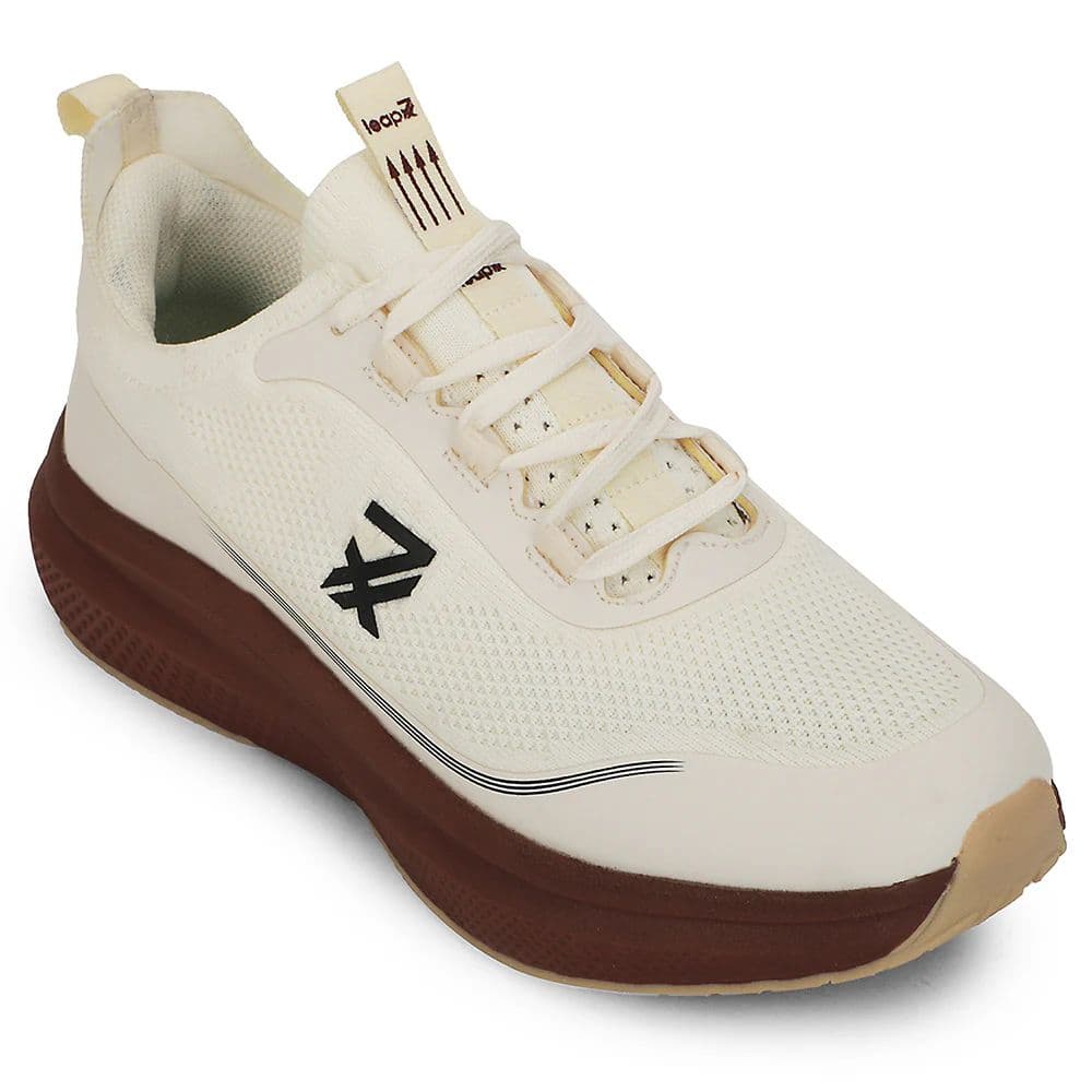 Leap7x Beige Sports Lacing Running Shoes For Men AUSTRIA-1 By Liberty