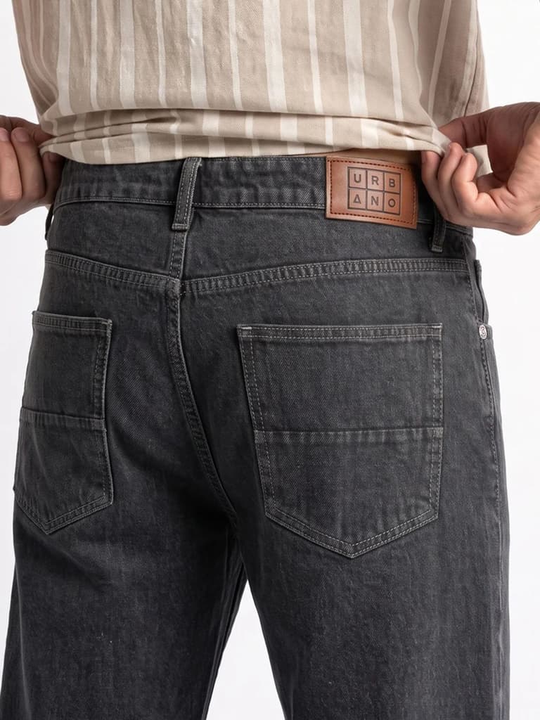 Men's Grey Relaxed Fit Washed Denim Jeans Non-Stretchable — photo 6