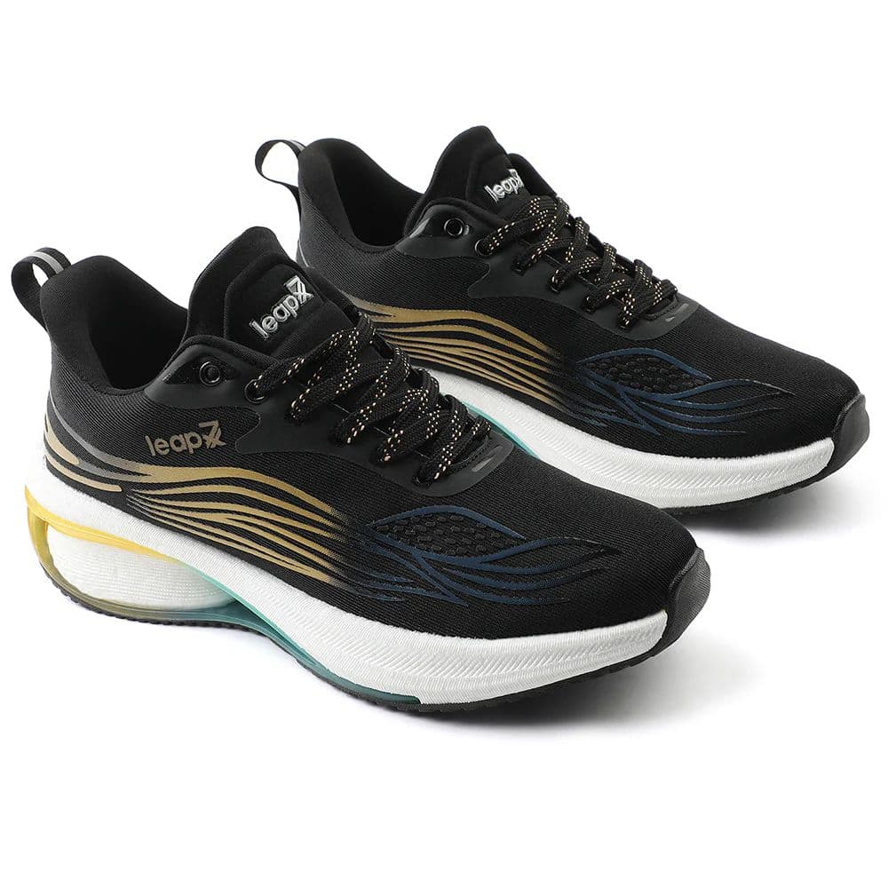 Leap7x Black Sports Lacing Running Shoes For Men MOSCOW-2 By Liberty — photo 4
