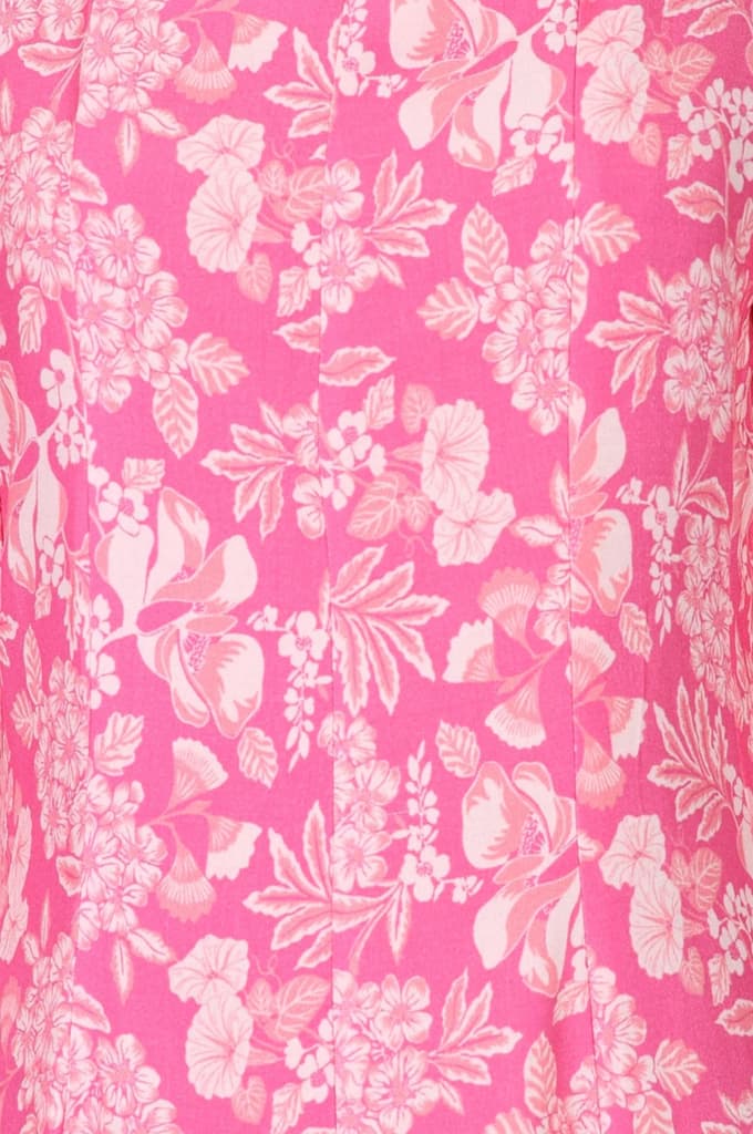 Pink Floral Printed Cotton Flax Flared Kurta — photo 3