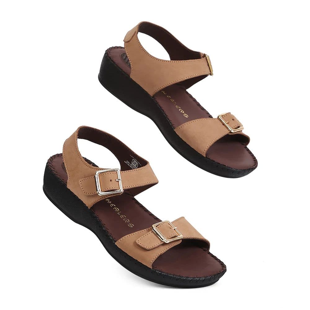 Healers MDG-4 Women's Tan Casual Sandals - EVERYDAY COMFORT with Premium Nubuck Upper — photo 7