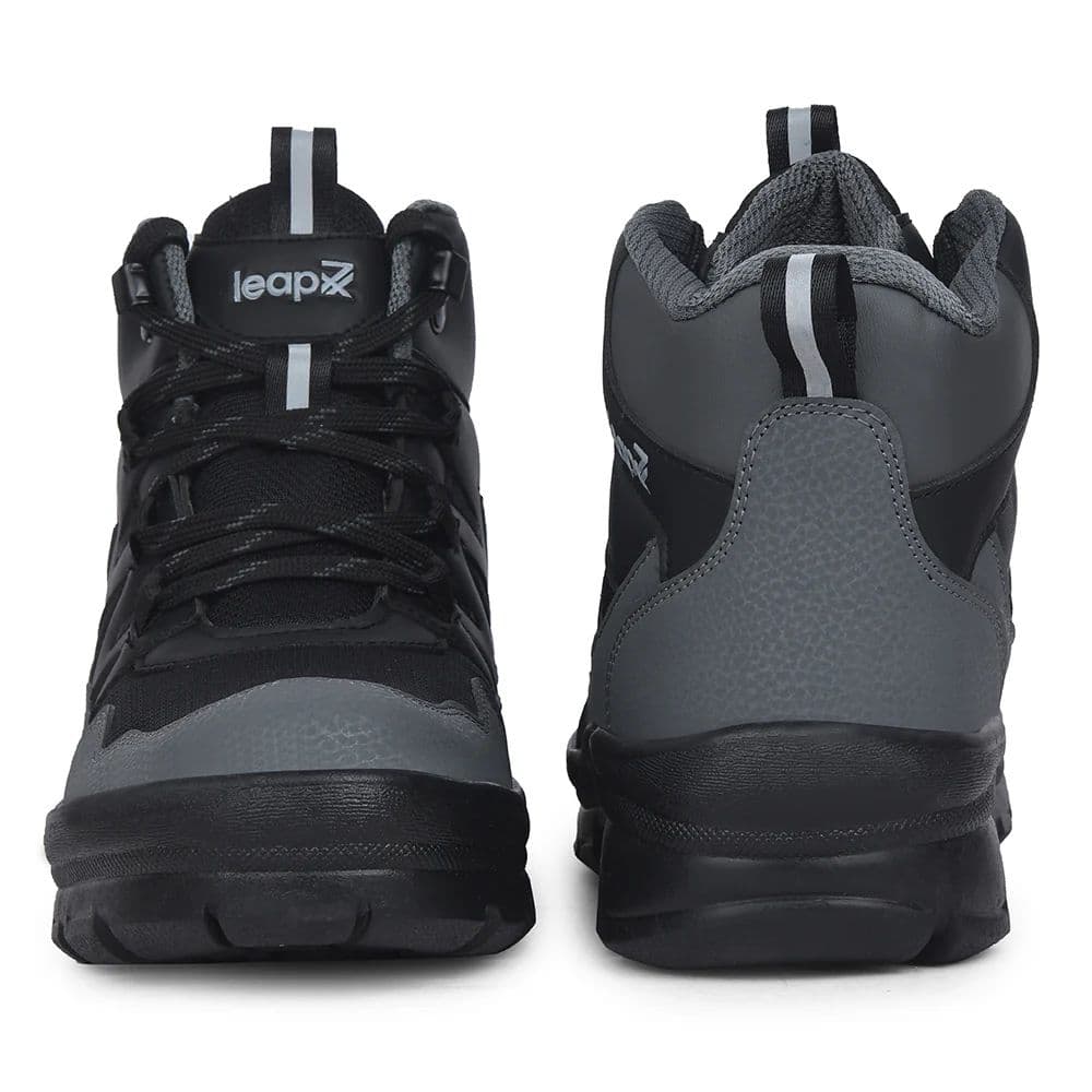Leap7x Black Sports Lace-Up Trekking Shoes For Men DRAWNER-1E By Liberty — photo 5