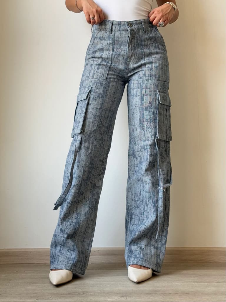 High-End Bamboo Texture Jacquard Cargo Pants — photo 3