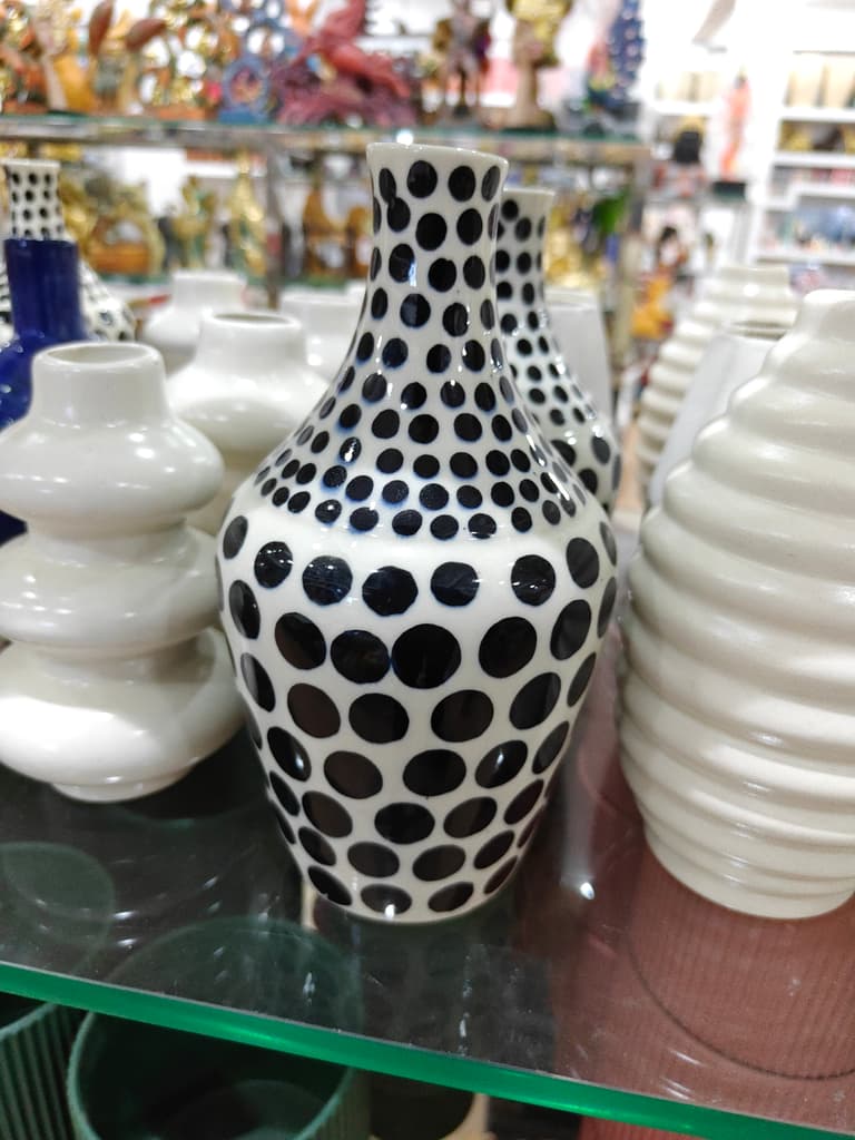 Black and White Polka Dot Vase | Ceramic | Home Decor