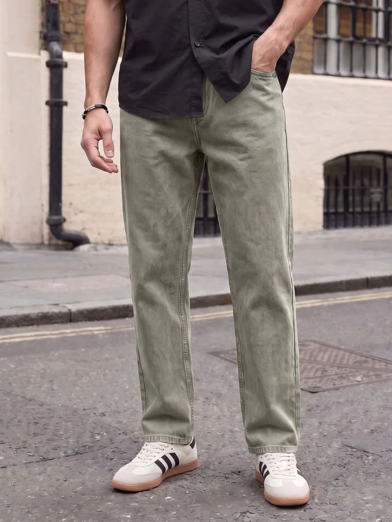 Men's Ice Grey Relaxed Fit Washed Denim Jeans Non-Stretchable — 28 / Ice Grey