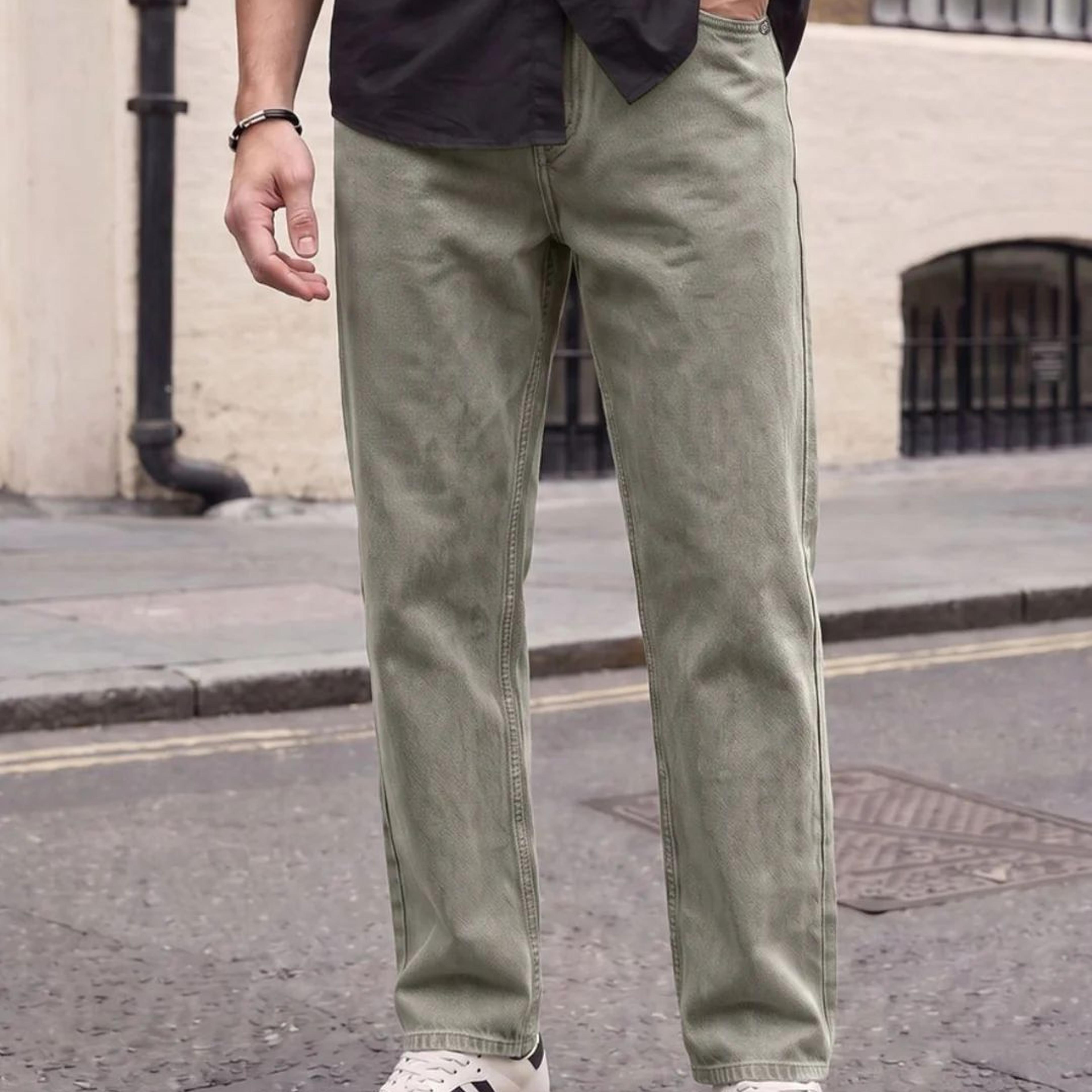 Men's Ice Grey Relaxed Fit Washed Denim Jeans Non-Stretchable