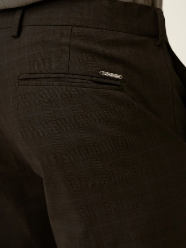 Submarine Black Checks Formal Pants