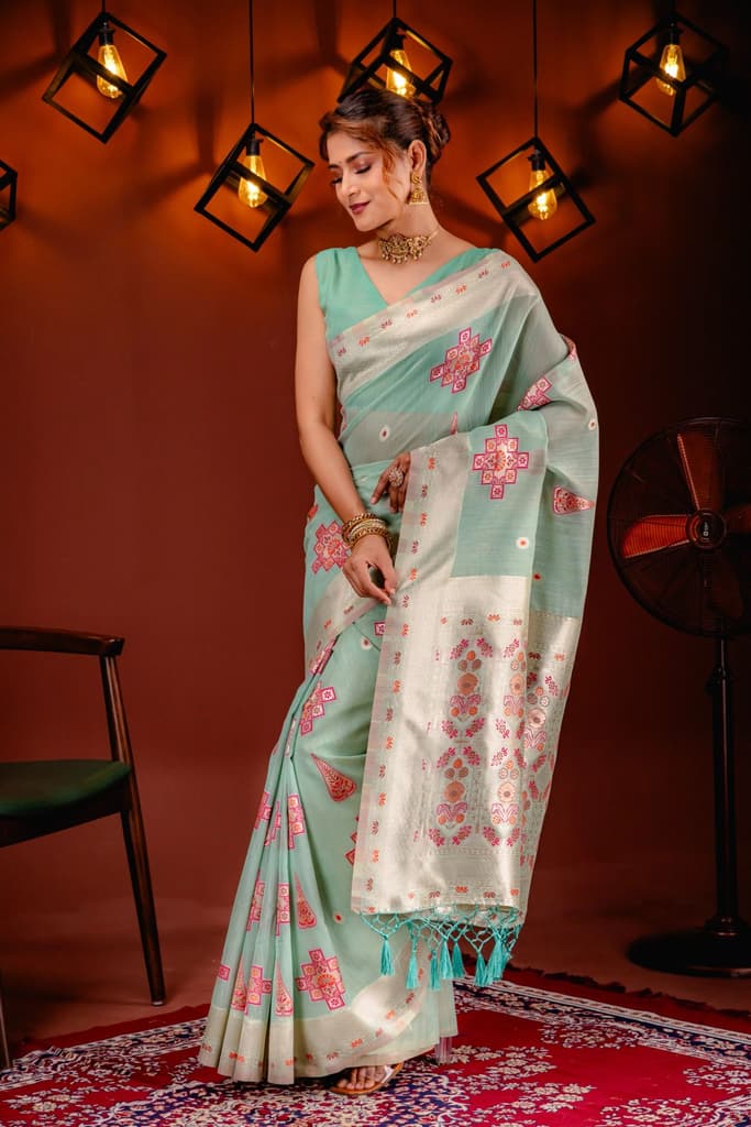 Mimosa Women's Woven Design Banarasi Style Art Silk Saree With Blouse Piece : SA00001792RMFREE — photo 5