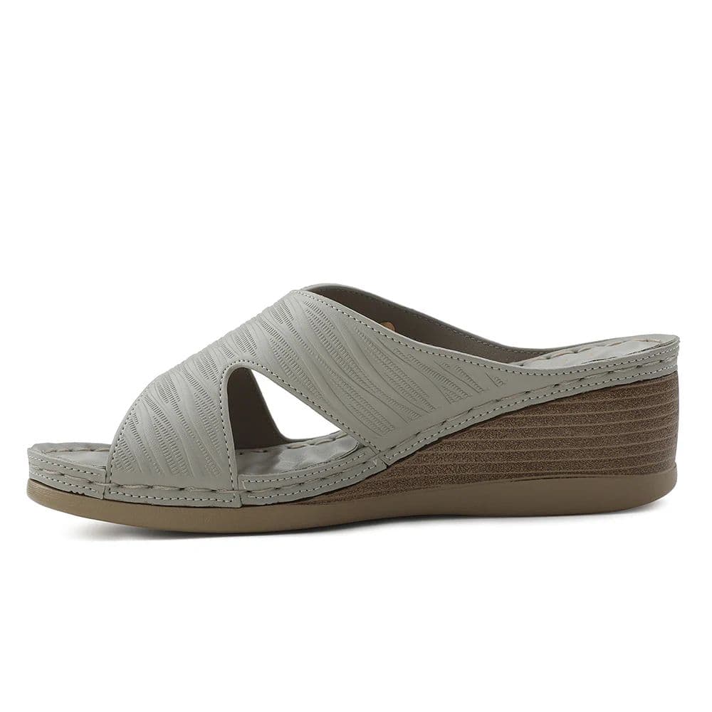 Healers Light Grey Wedge Heel Sandal For Women ZQ-FD-43 By Liberty — photo 3