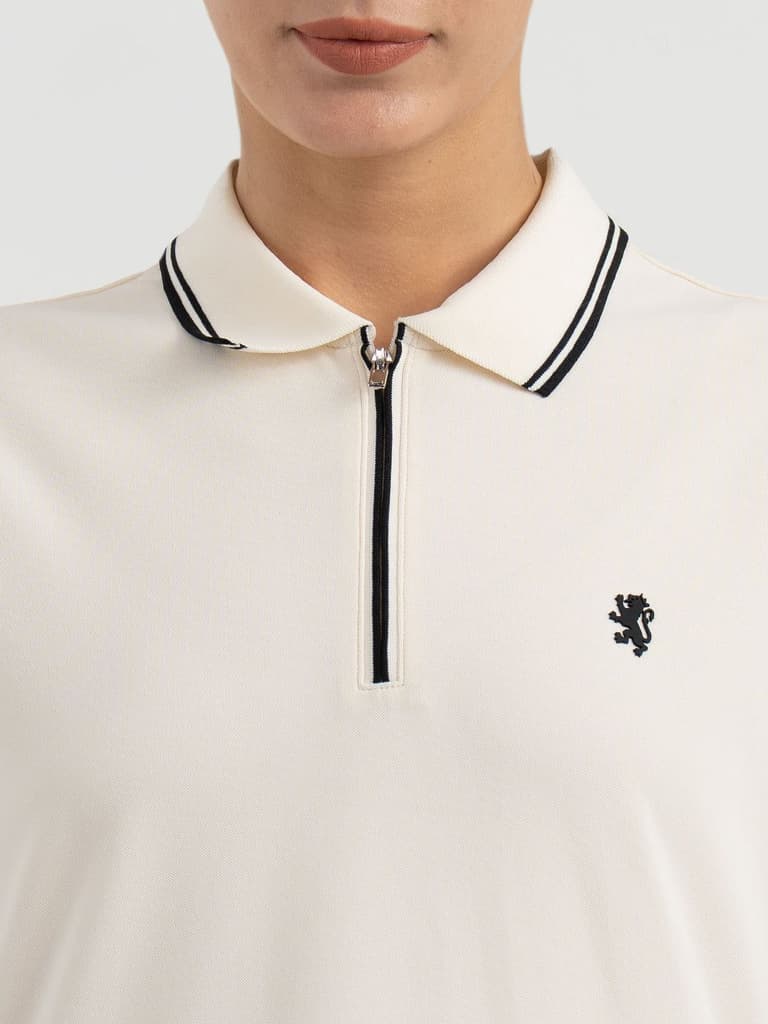 Polo T-Shirts for Women in Off White | Athleisure Polo T Shirt — photo 4