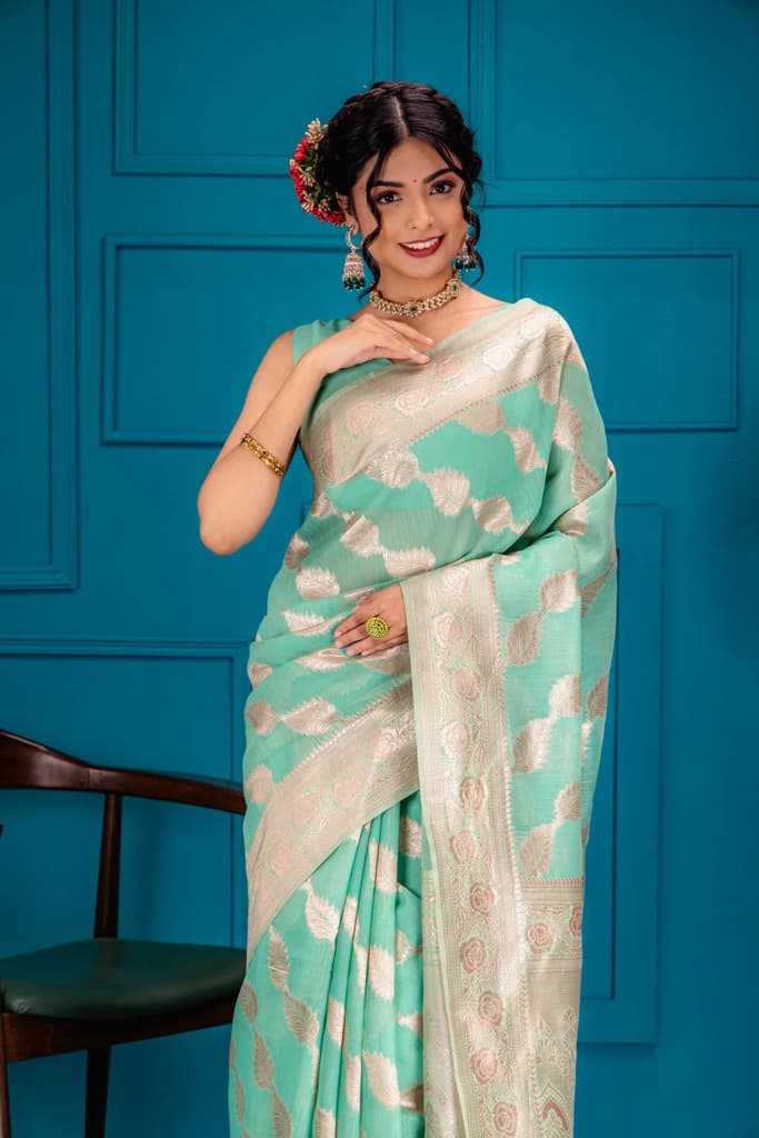 Mimosa Women's Woven Design Banarasi Style Art Silk Saree With Blouse Piece : SA00001773RMFREE — photo 2