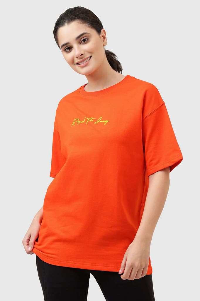 Respect The Journey Oversized T-shirt Orange — XS