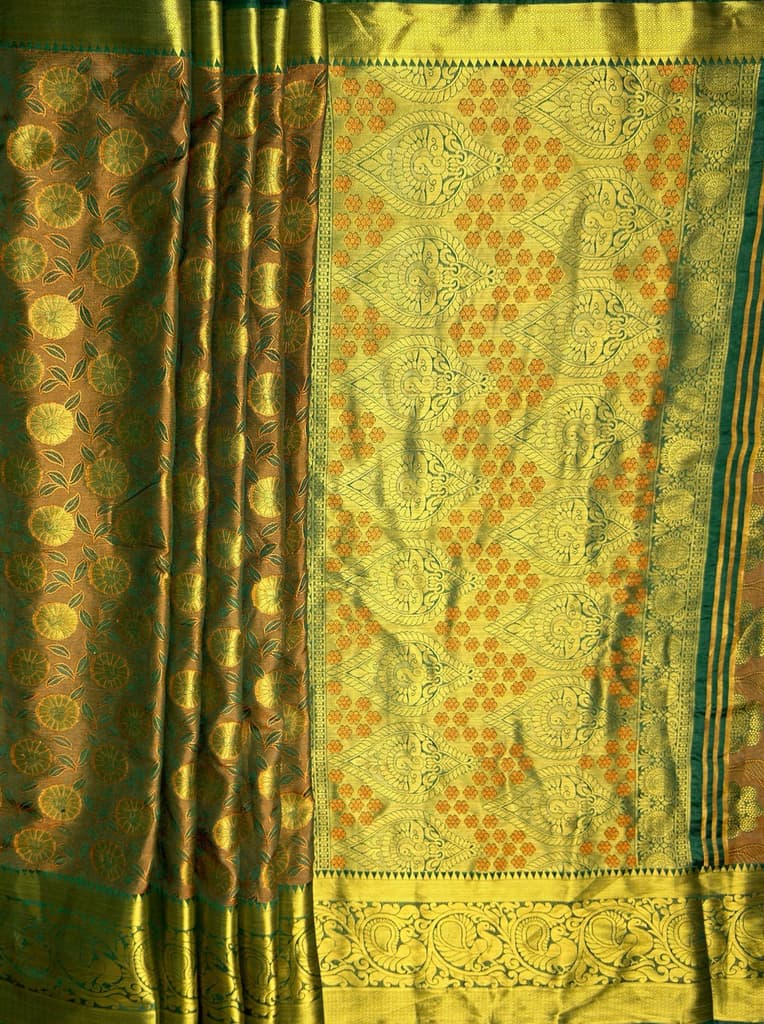 MIMOSA Women's Woven Design Kanjivaram Style Art Silk Saree with Blouse Piece - Green ( SA00003146GRNFREE ) — photo 6