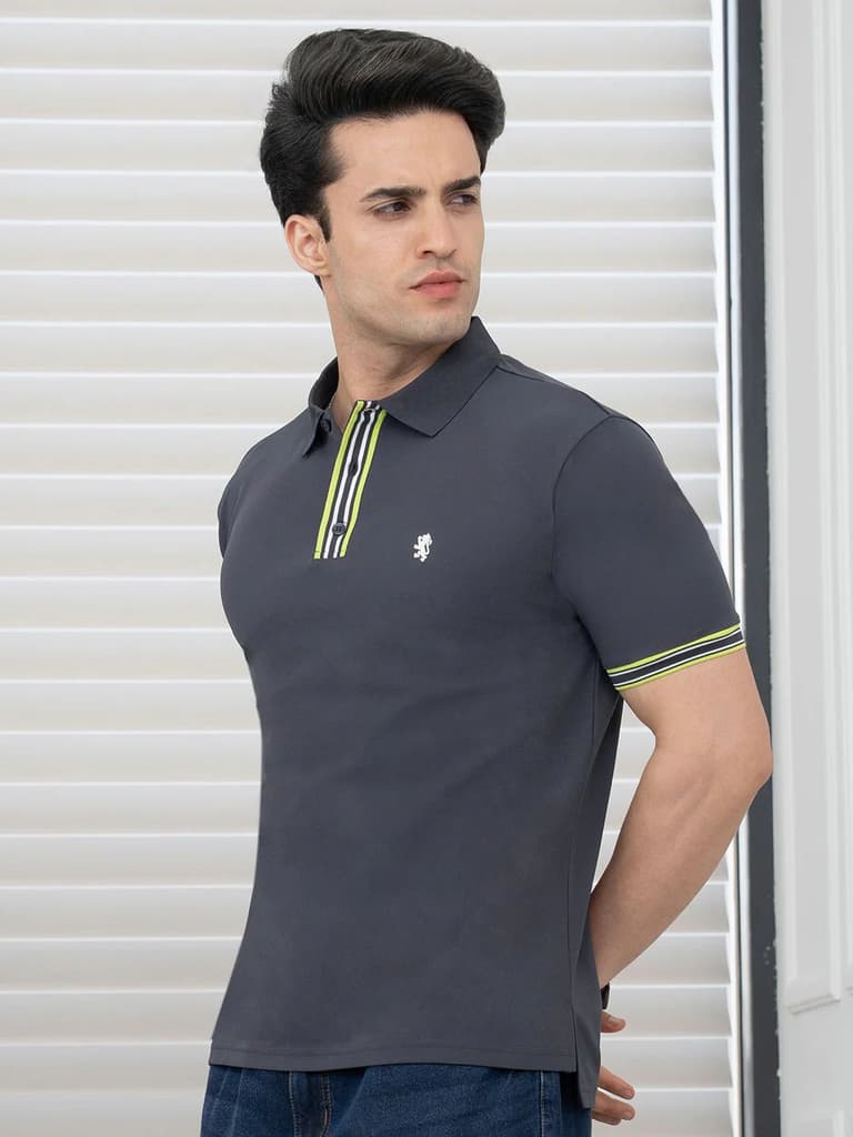T Shirts for Men in Dark Grey | Polyester Polo T Shirt — photo 5