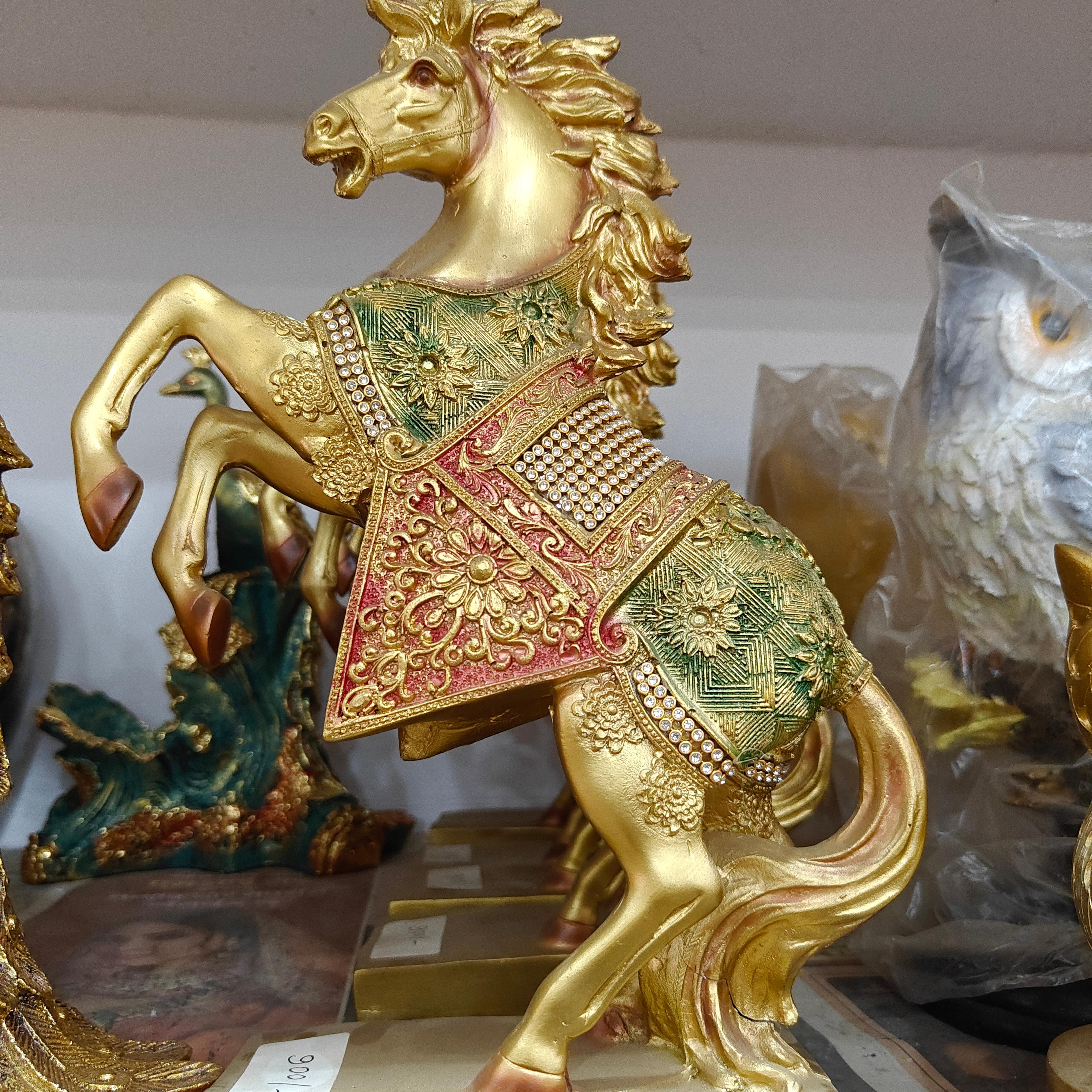 Gold Horse Statue | Decorative | Metal | Gold