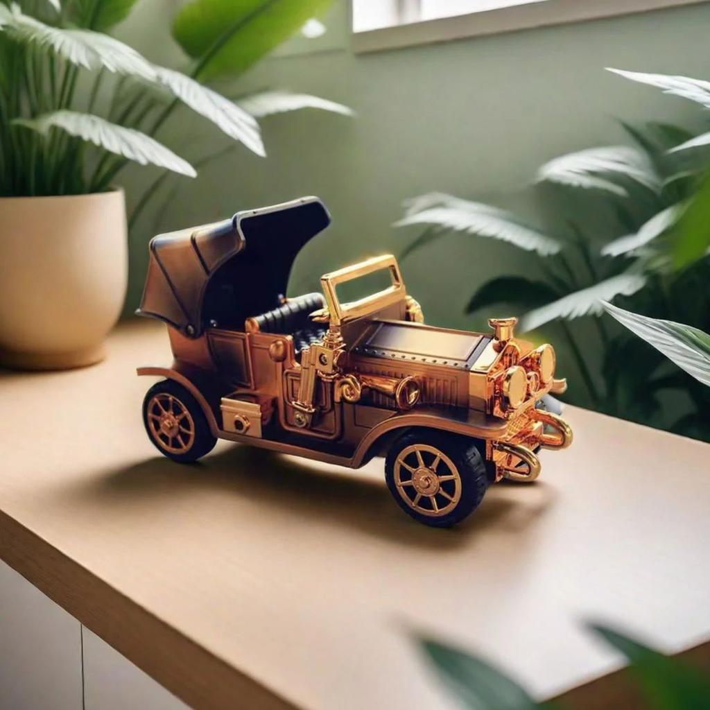Retro Vehicle Music Box – Wind-Up Moving Vintage Car Model