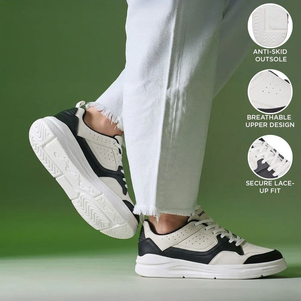 LEAP7X White Casual Lacing Sneakers for Men SNOOKIT-1E By Liberty — photo 3