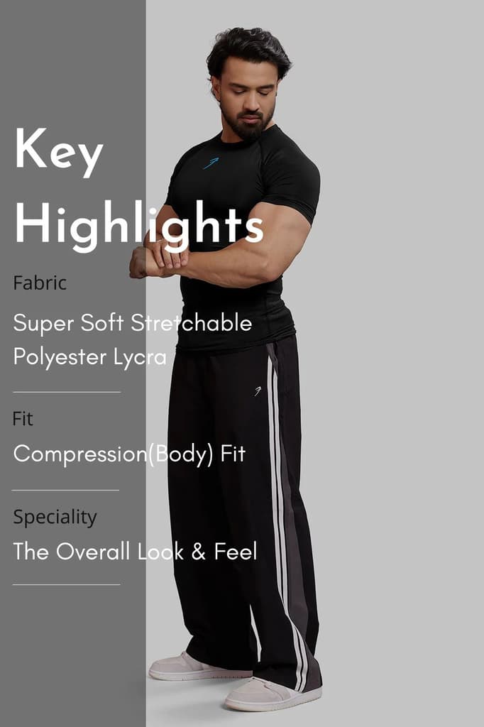 Compression T-shirt Black/ Blue Logo — photo 9