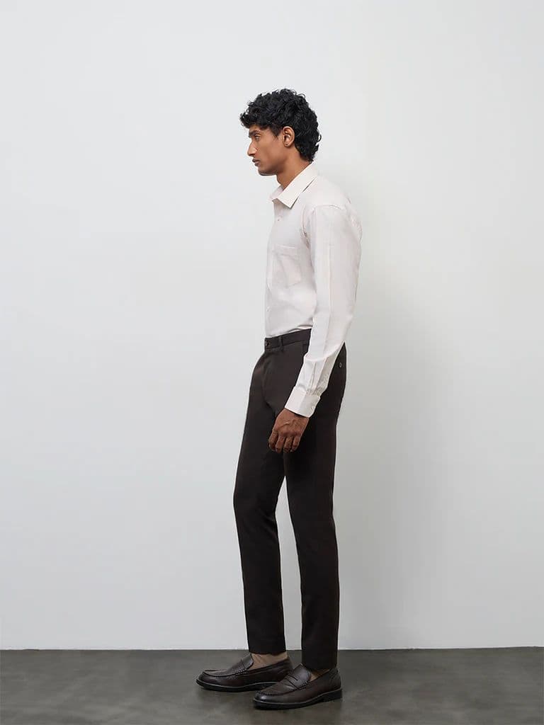 WES Formals Light Beige Relaxed-Fit Cotton Shirt — photo 2