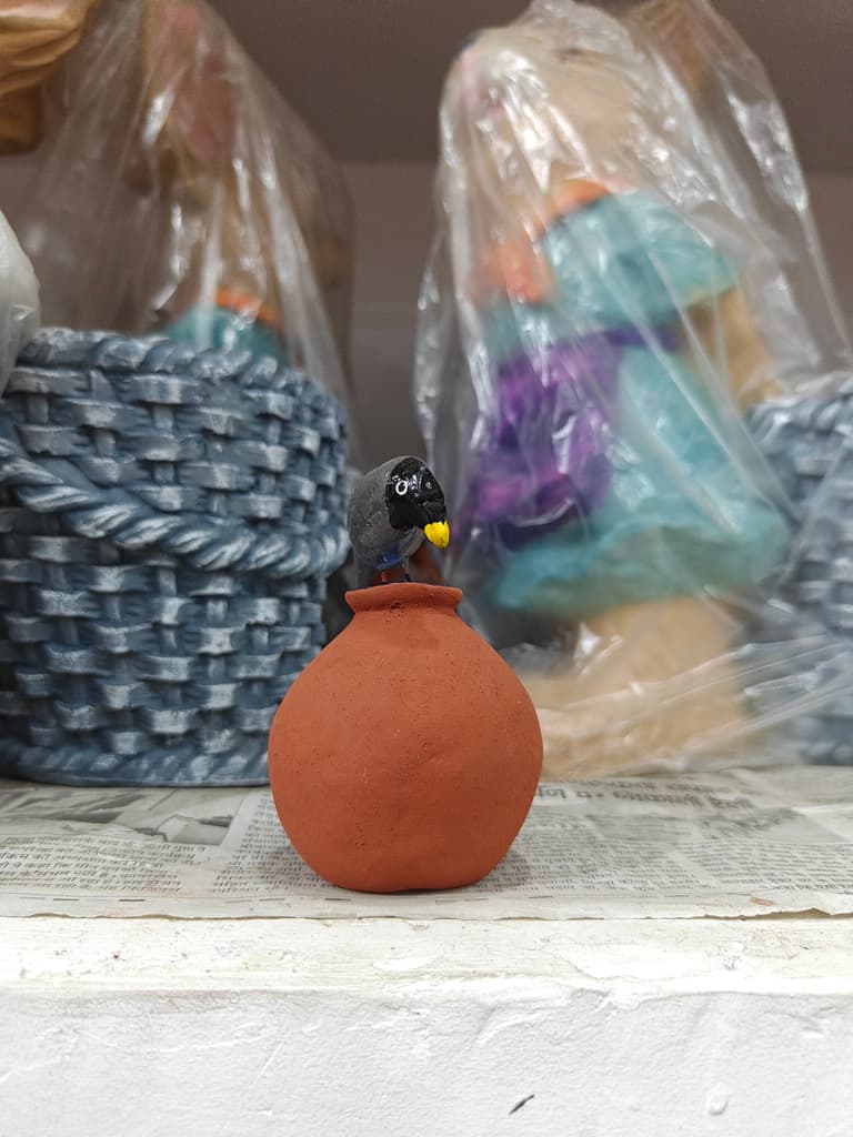 Ceramic Vase | Brown | Decorative | Bird Design